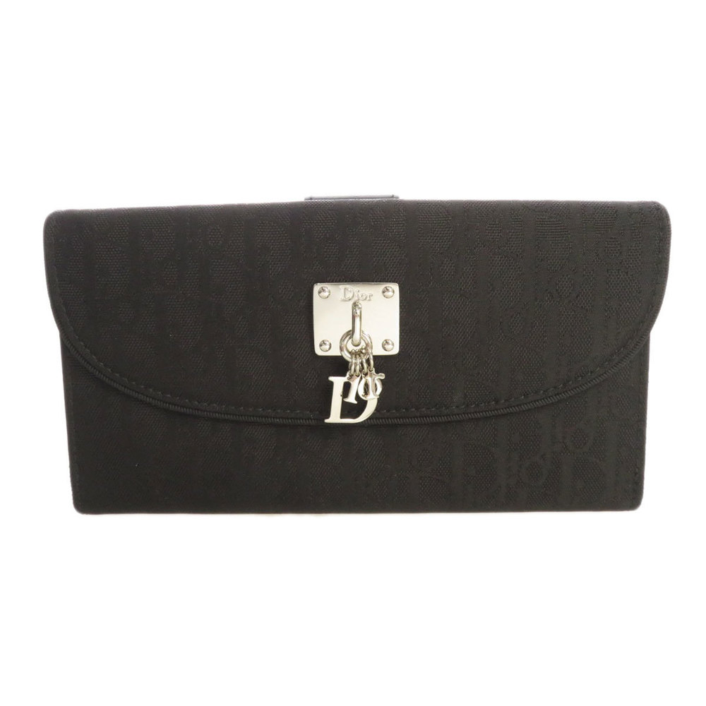 Christian Dior Trotter Pattern Long Wallet Coin Purse Nylon Leather